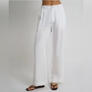 Onia Air Linen Pleated Trousers Size 4 White